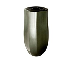 Zware Design Grafvaas Glimmend rookzilver