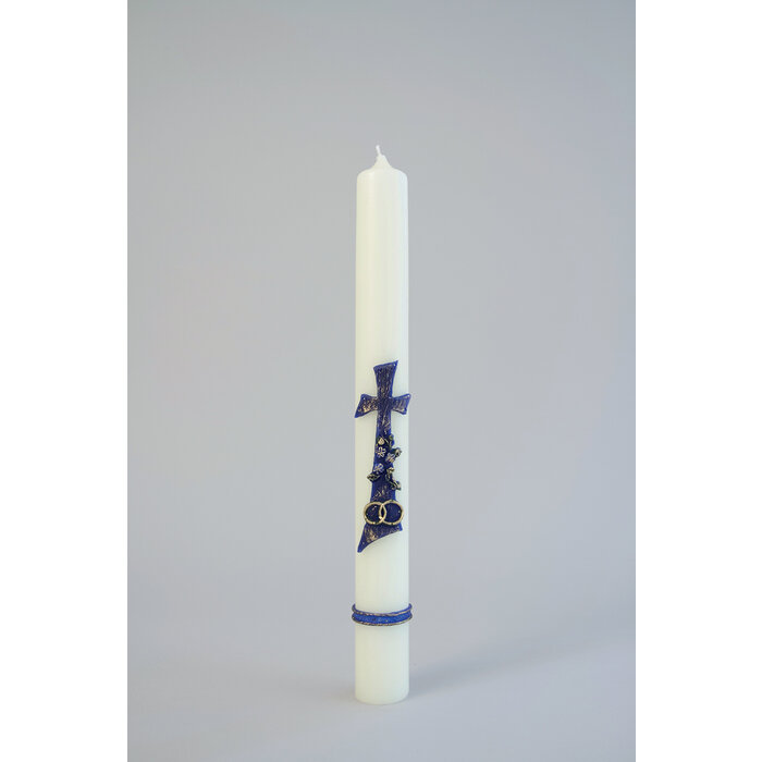 Huwelijkskaars Kruis Blauw 400/40