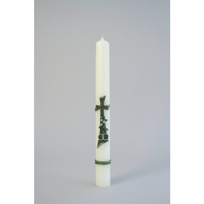 Huwelijkskaars Kruis Groen 400/40