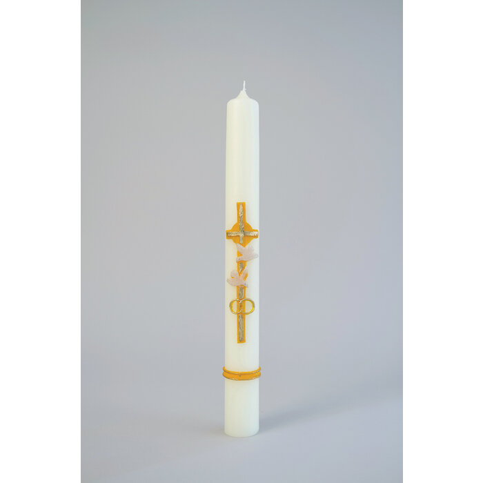 Huwelijkskaars Kruis Duif Mais 400/40