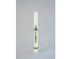 Huwelijkskaars Kruis Duif Groen 400/40