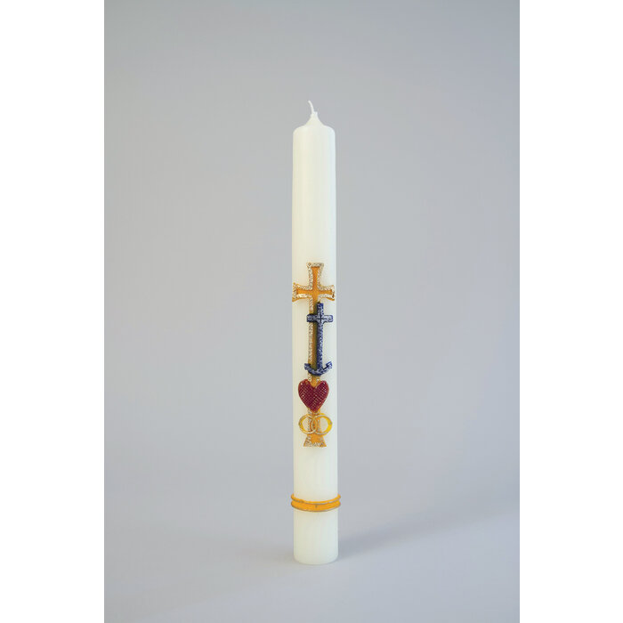 Huwelijkskaars 2 Kruizen Hart Mais 400/40