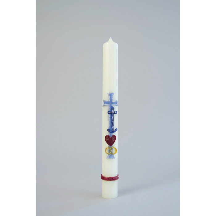 Huwelijkskaars 2 Kruizen Hart Blauw 400/40