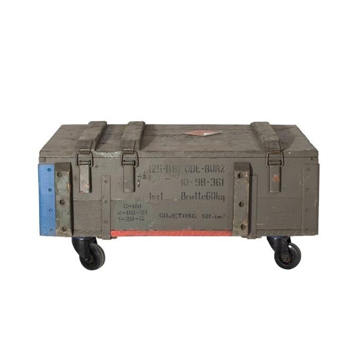 Rootsmann Vintage legerkist salontafel met wielen (limited edition)