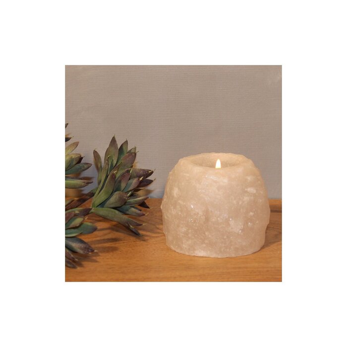 Himalaya Zoutlamp Theelichthouder | Wit