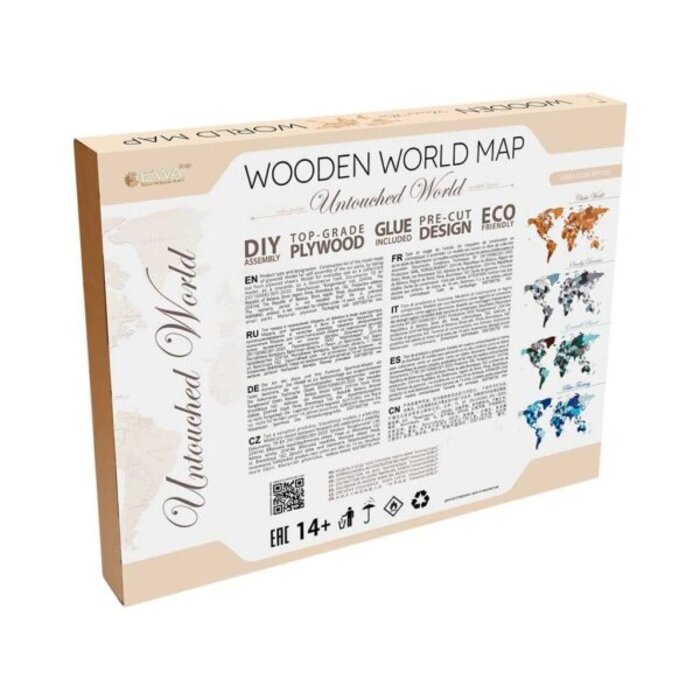 Houten wandpuzzel wereldkaart Size M | Houtkleur