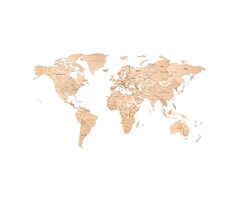 Houten wandpuzzel wereldkaart Size S | Houtkleur