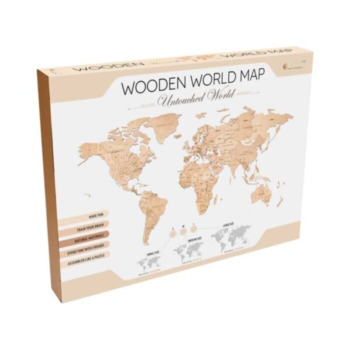 Houten wandpuzzel wereldkaart Size S | Houtkleur