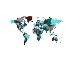 Houten wandpuzzel wereldkaart Size S | Turquoise/ Bruin