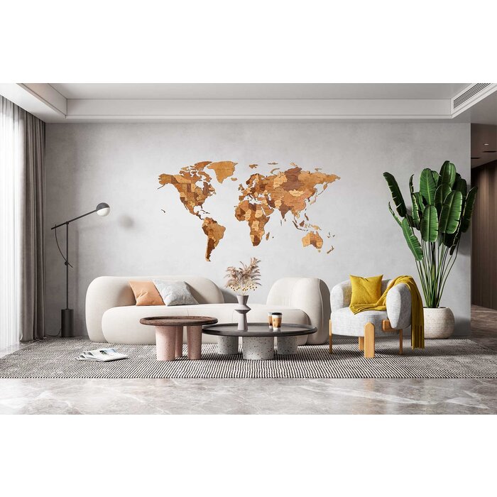 Houten wandpuzzel wereldkaart Size L | Bruin