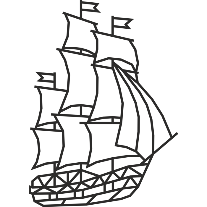 Houten wandpuzzel Schip | Zwart