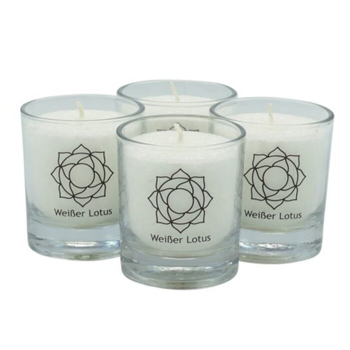 CHAKRA kaars | witte lotus (set 4 stuks)