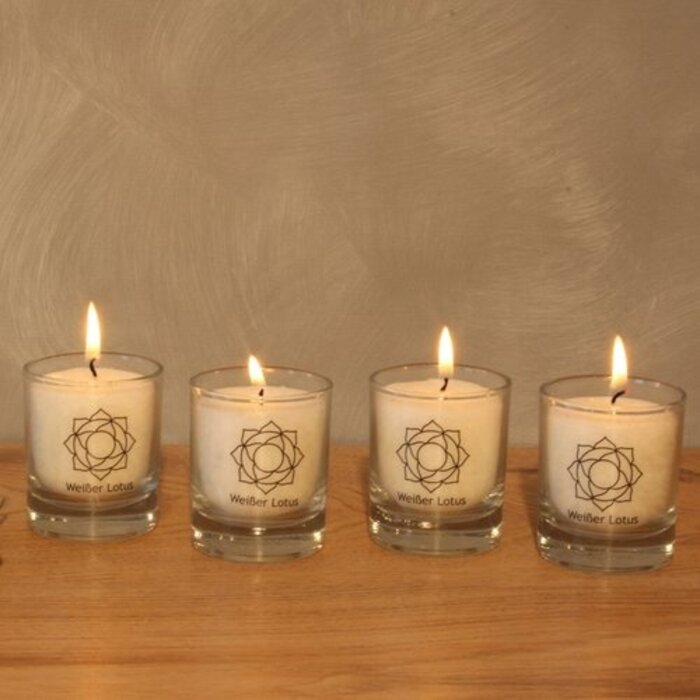 CHAKRA kaars | witte lotus (set 4 stuks)
