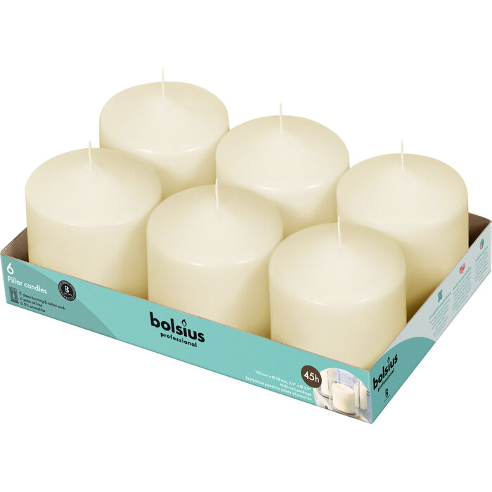 Bolsius Horeca stompkaarsen 10/10 tray 6 Ivoor