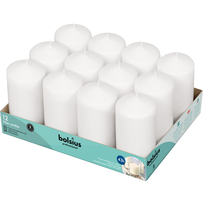 Bolsius Horeca stompkaarsen 13/7 tray 12 Wit