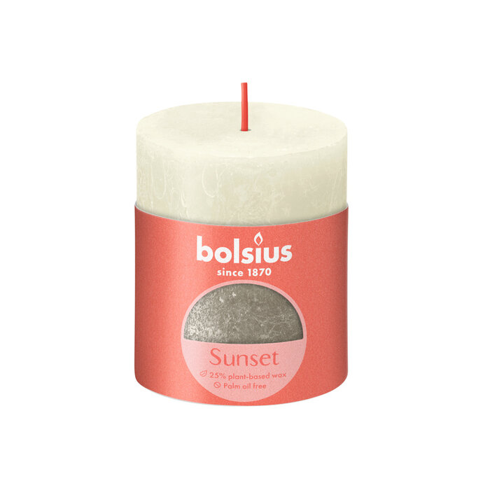 Bolsius Sunset rustiekkaars 80/68 Soft pearl + Champagne