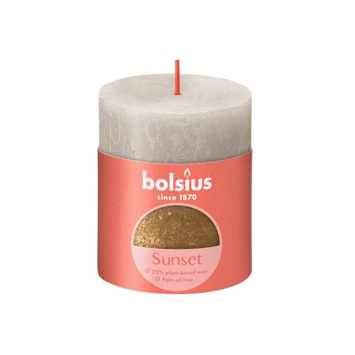 Bolsius Sunset rustiekkaars 80/68 Sandy grey + Gold