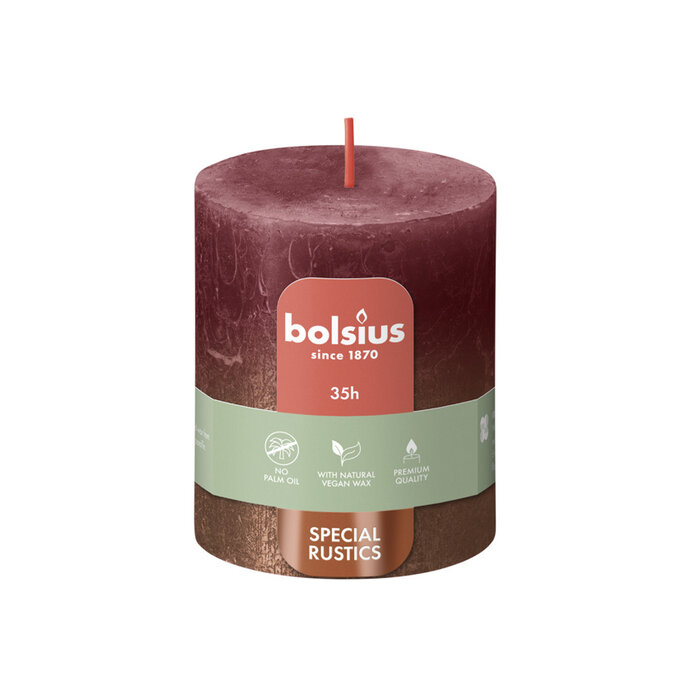 Bolsius Sunset rustiekkaars 80/68 Velvet Red + Copper