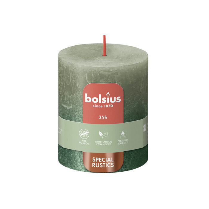 Bolsius Sunset rustiekkaars 80/68 Olive Green + Metallic Green