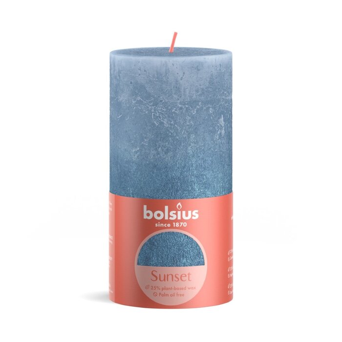 Bolsius Sunset rustiekkaars 130/68 Sky Blue + Blue