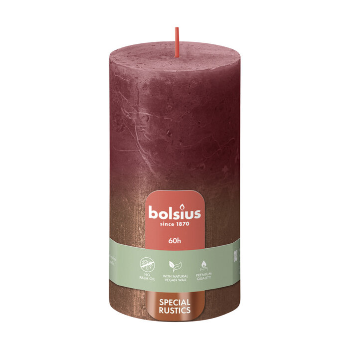 Bolsius Sunset rustiekkaars 130/68 Velvet Red + Copper