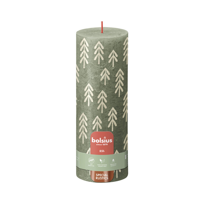 Bolsius Silhouette rustiekkaars 190/68 Fresh Olive