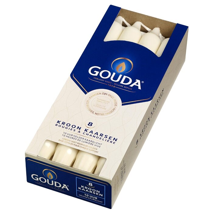 Gouda Gouda Kroonkaarsen 240/24 doos 8 Ivoor