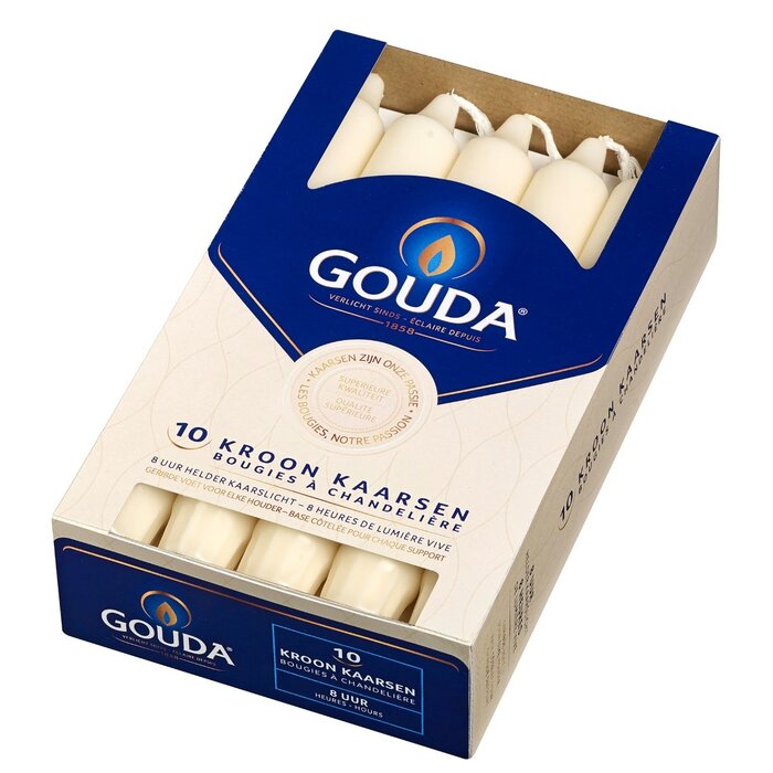 Gouda Gouda Kroonkaarsen 200/24 doos 10 Ivoor