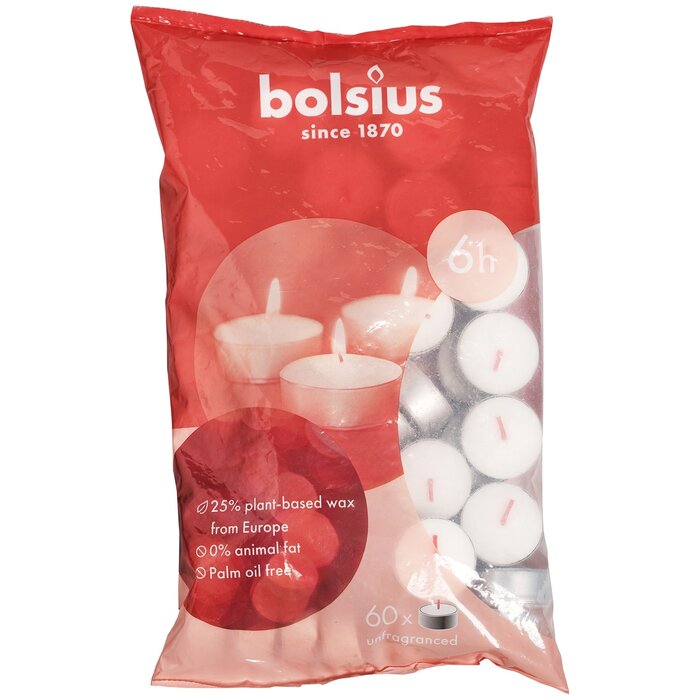 Bolsius Theelicht groen 6u zak 60 Wit