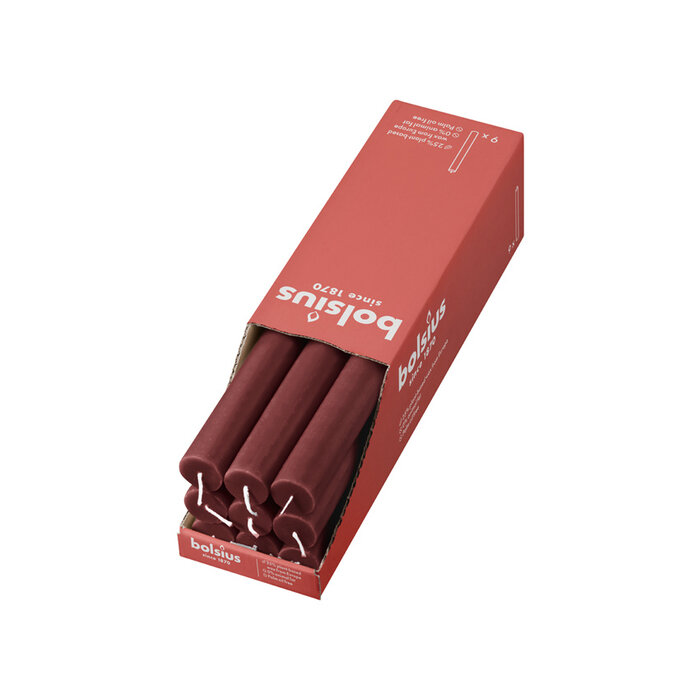 Bolsius Rustieke tafelkaars 270/23 doos 9 Velvet Red