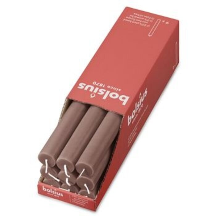 Bolsius Rustieke tafelkaars 270/23 doos 9 Rustic Taupe