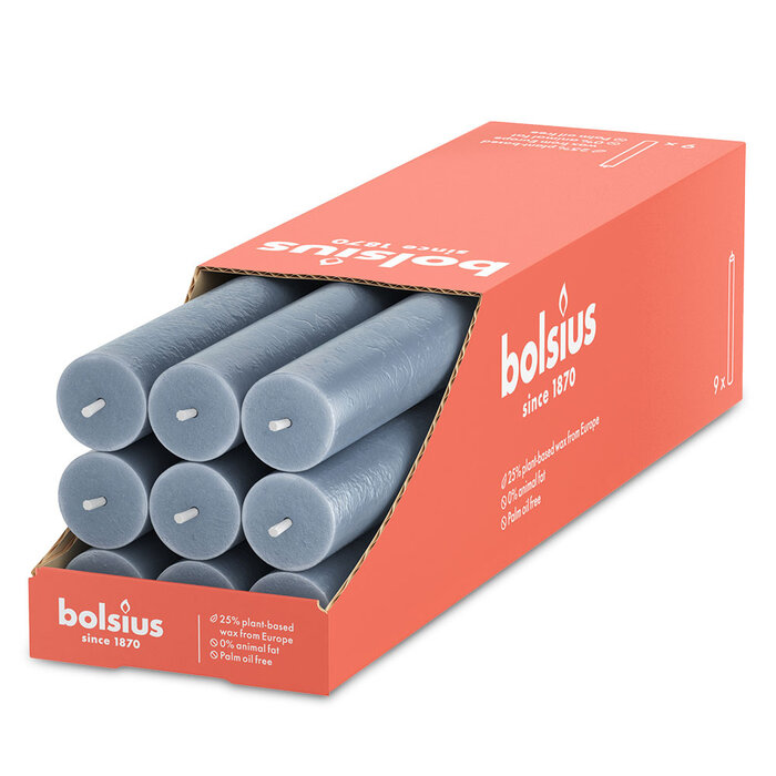 Bolsius Rustieke tafelkaars 270/23 doos 9 Sky Blue