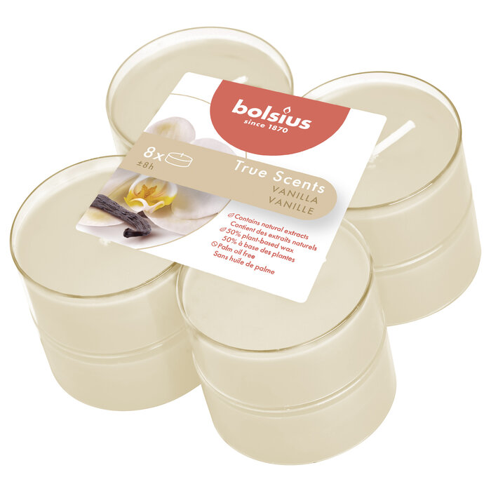 Bolsius True Scents maxilicht 8 stuks Vanille