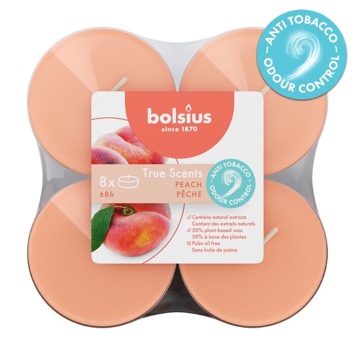 Bolsius True Scents maxilicht 8 stuks Perzik