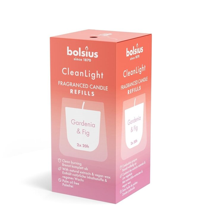 Bolsius Navulling Clean Light pack 2 Gardenia / Fig