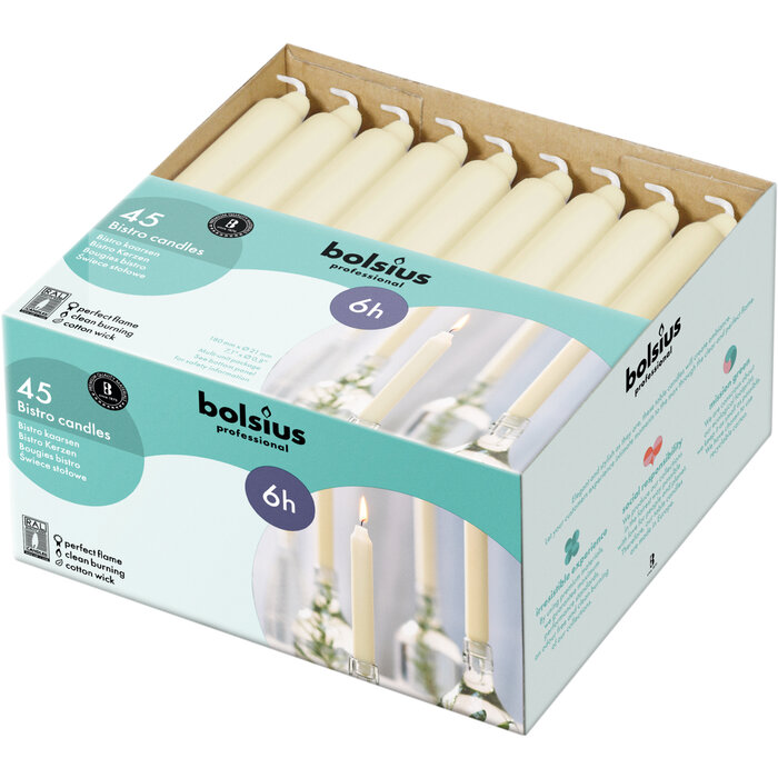 Bolsius Horeca bistro kaars 180/21,3 doos 45 Ivoor