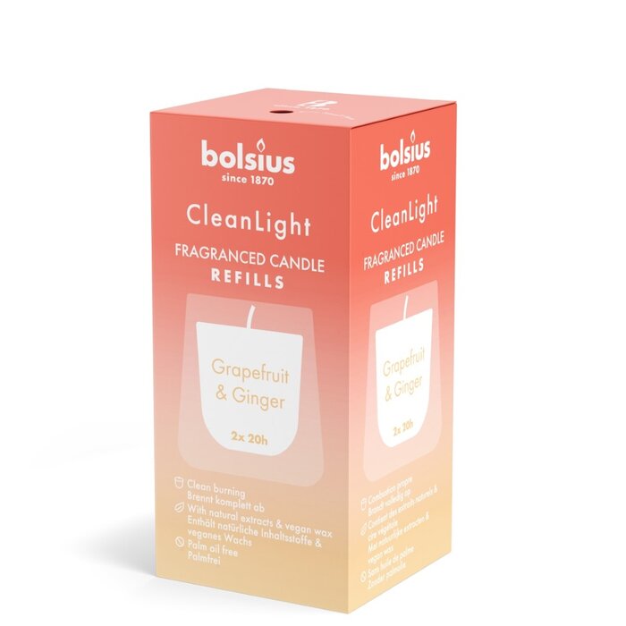 Bolsius Navulling Clean Light pack 2 Grapefruit / Ginger