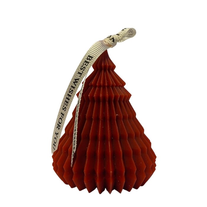 Kerstboom kaars rood met lint