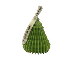 Kerstboom kaars groen met lint