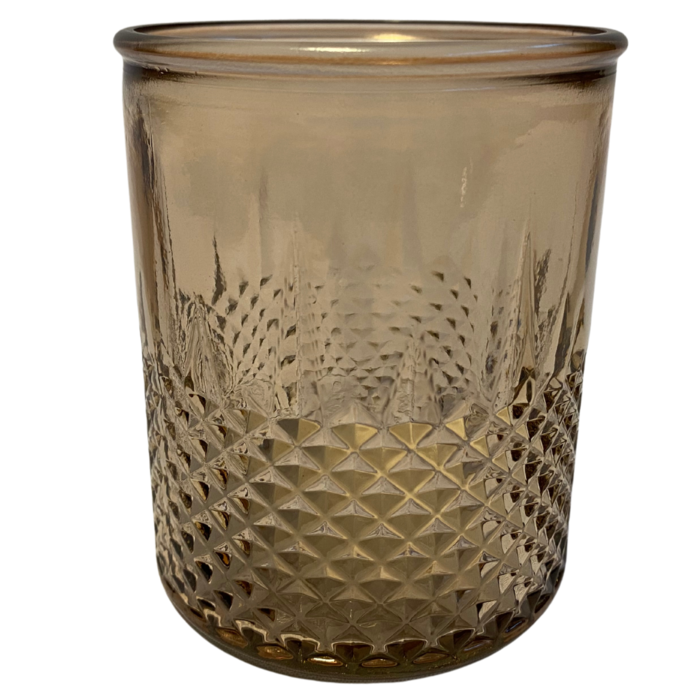 Theelichthouder 'Fem' gerecycled glas beige