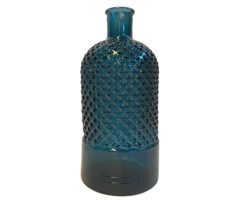 Vaas retro diamant gerecycled glas 28 cm blauw