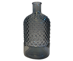 Vaas retro diamant gerecycled glas 22 cm antraciet