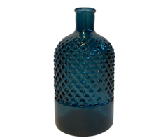 Vaas retro diamant gerecycled glas 22 cm blauw