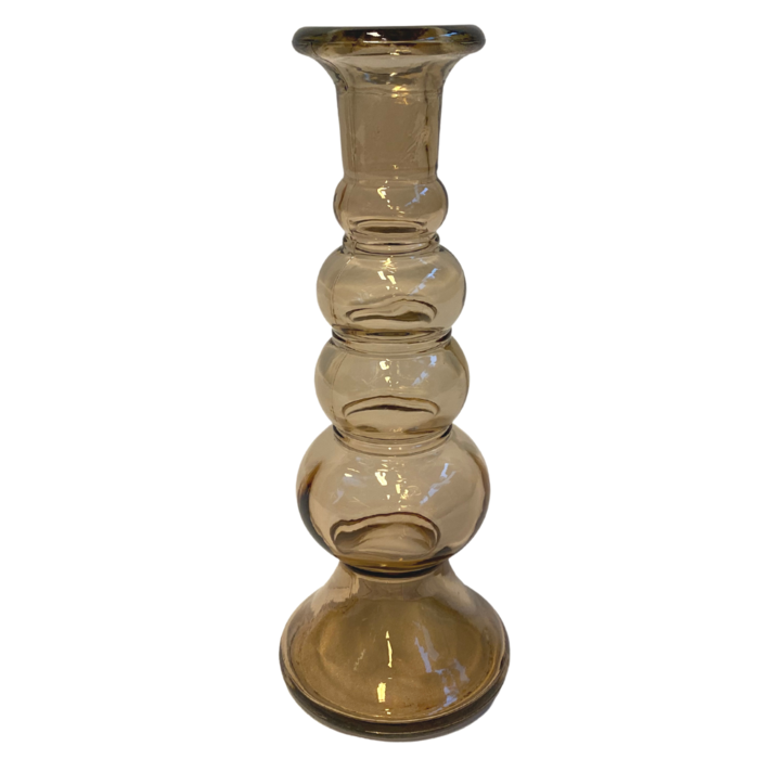 Kandelaar 'Mees' gerecycled glas beige