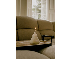 Kerstboom kaars crème met lint