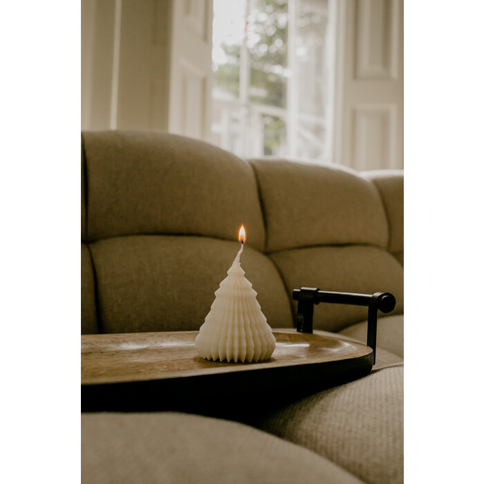 Kerstboom kaars crème met lint vanKaarstotServet