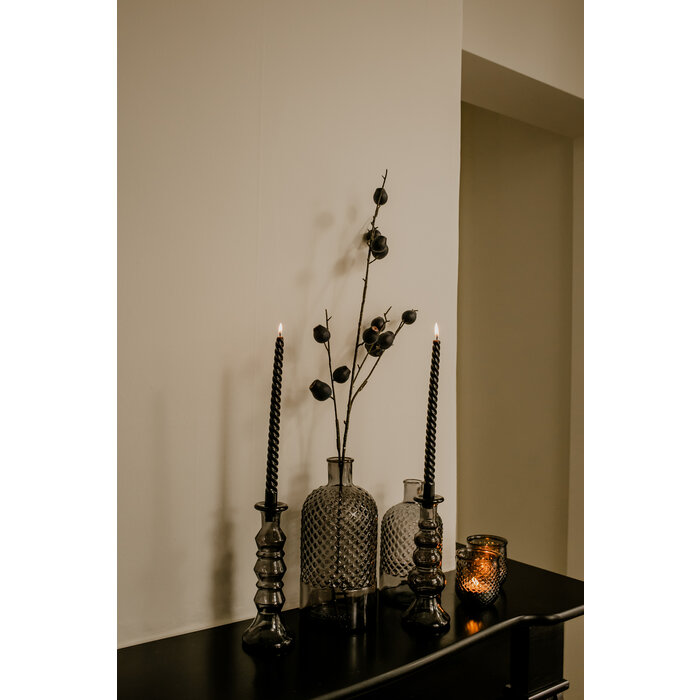 Vaas retro diamant gerecycled glas 28 cm antraciet