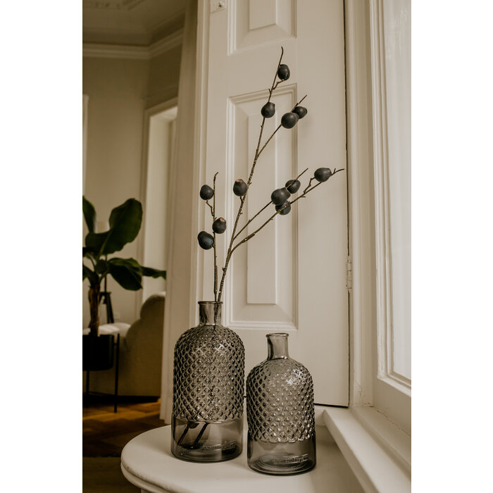 Vaas retro diamant gerecycled glas 28 cm antraciet