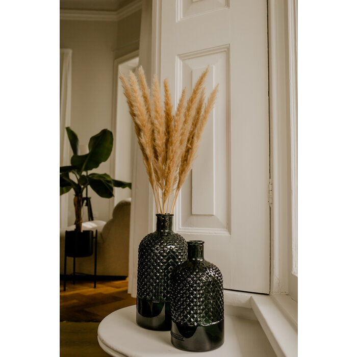 Vaas retro diamant gerecycled glas 22 cm groen