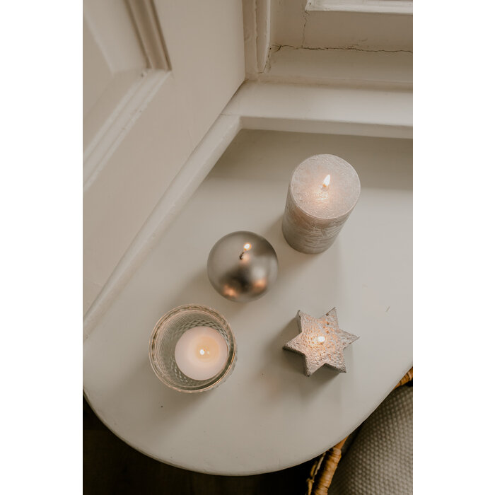 Kerstster kaars zilver